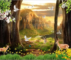 梦幻森林3D立体背景墙壁画