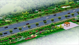 道路景观绿化效果图