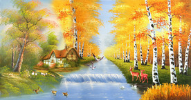 西方田园森林油画背景墙