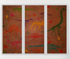 卡通恐龙化石三联门