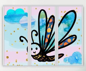 卡通蜻蜓三联门