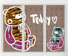 卡通泰迪熊三联门