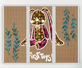 卡通娃娃兔三联门