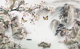 工笔花鸟写意山水图