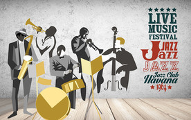 爵士音乐立体砖墙背景墙