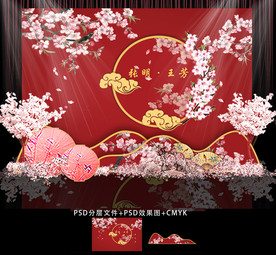 红色新中式主题婚礼背景