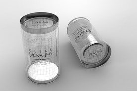 柱形透明玻璃杯PSD样机模板图