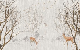 麋鹿森林背景墙