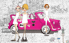 时尚美女汽车背景墙