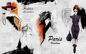时尚巴黎时装背景墙