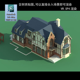 中式建筑 多层建筑 别墅模型