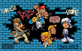 涂鸦摇滚立体砖墙背景墙