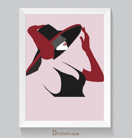 手绘时尚美女极简海报设计