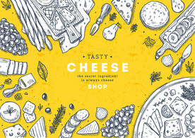 手绘素描西餐厅墙纸