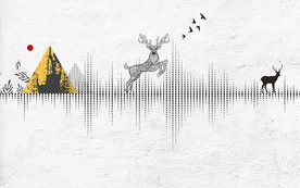 抽象北欧几何麋鹿背景墙