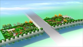 水系游园景观绿化效果图