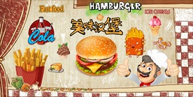 美味汉堡装饰画背景墙