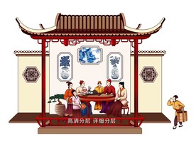 月饼中秋人物素材团圆