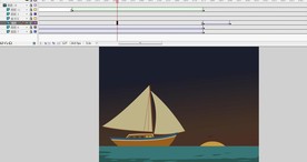 海面的日落动画有帆船15秒