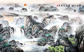 国画山水背景墙