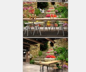 3D立体石头阶梯复古小路背景壁