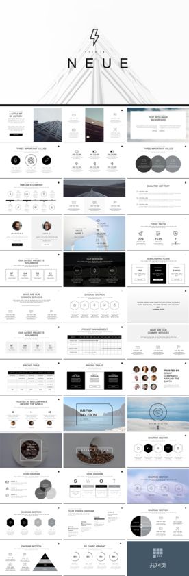 欧美黑白杂志风极简PPT