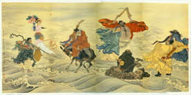 八仙过海工笔画