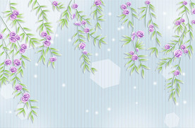 鲜花藤蔓现代背景墙