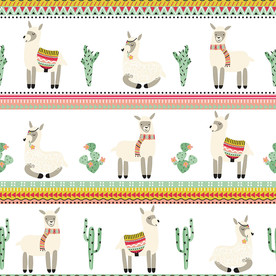 羊驼仙人掌卡通图案设计