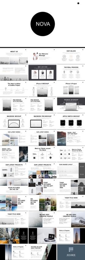 欧美黑白杂志风极简PPT