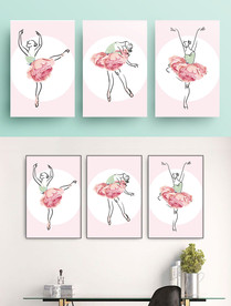 粉色浪漫芭蕾舞挂画无框画