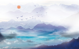 水墨山水大气中国风电视墙