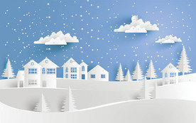 冬季树林乡村剪纸背景墙