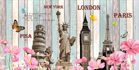 复古欧式建筑木板背景墙