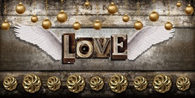 手绘金属爱翅膀装饰画背景墙