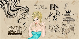 时尚美发装饰画背景墙