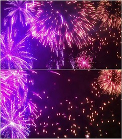 烟花黑夜天空绽放