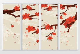 中式手绘花卉移门