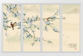 中式繁花似锦移门