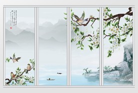 中式山水情水墨风移门