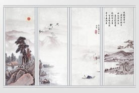 新中式水墨山水写意移门