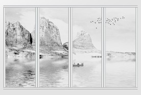 新中式意境抽象水墨山水移门