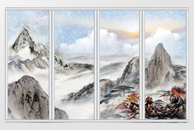 云天九歌水花画移门