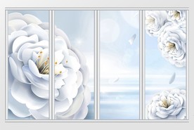 白色大花朵矢量背景移门