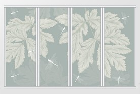 手绘简约清新叶子移门