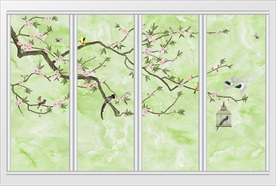 新中式花卉移门