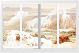 高清大理石纹山水花日出移门