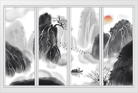 新中式水墨山水移门