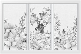 北欧手绘麋鹿艺术移门