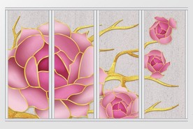 3d现代简约花卉移门